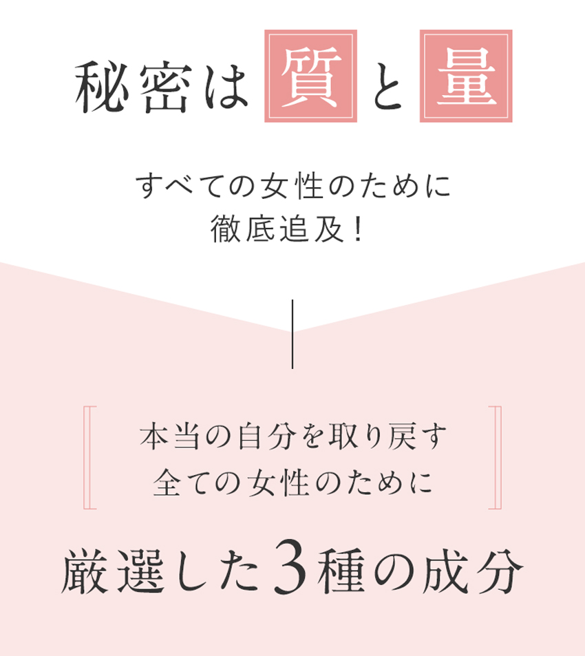 秘密は質と量 厳選した3種の成分